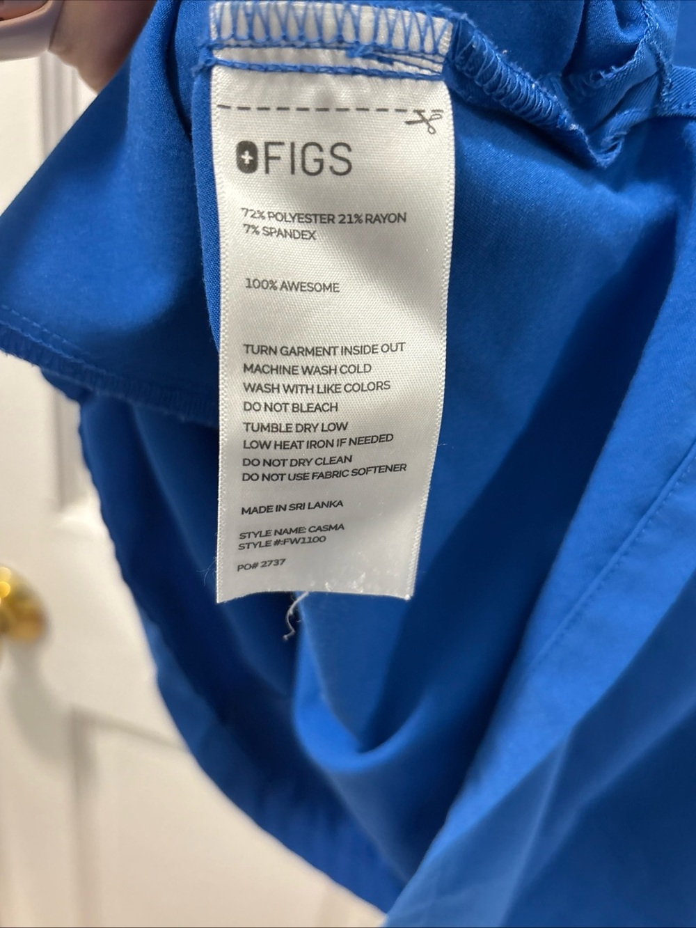 Figs Women’s Casma Scrub Top Size Small Royal Blue Technical Collection EUC - Picture 7 of 7